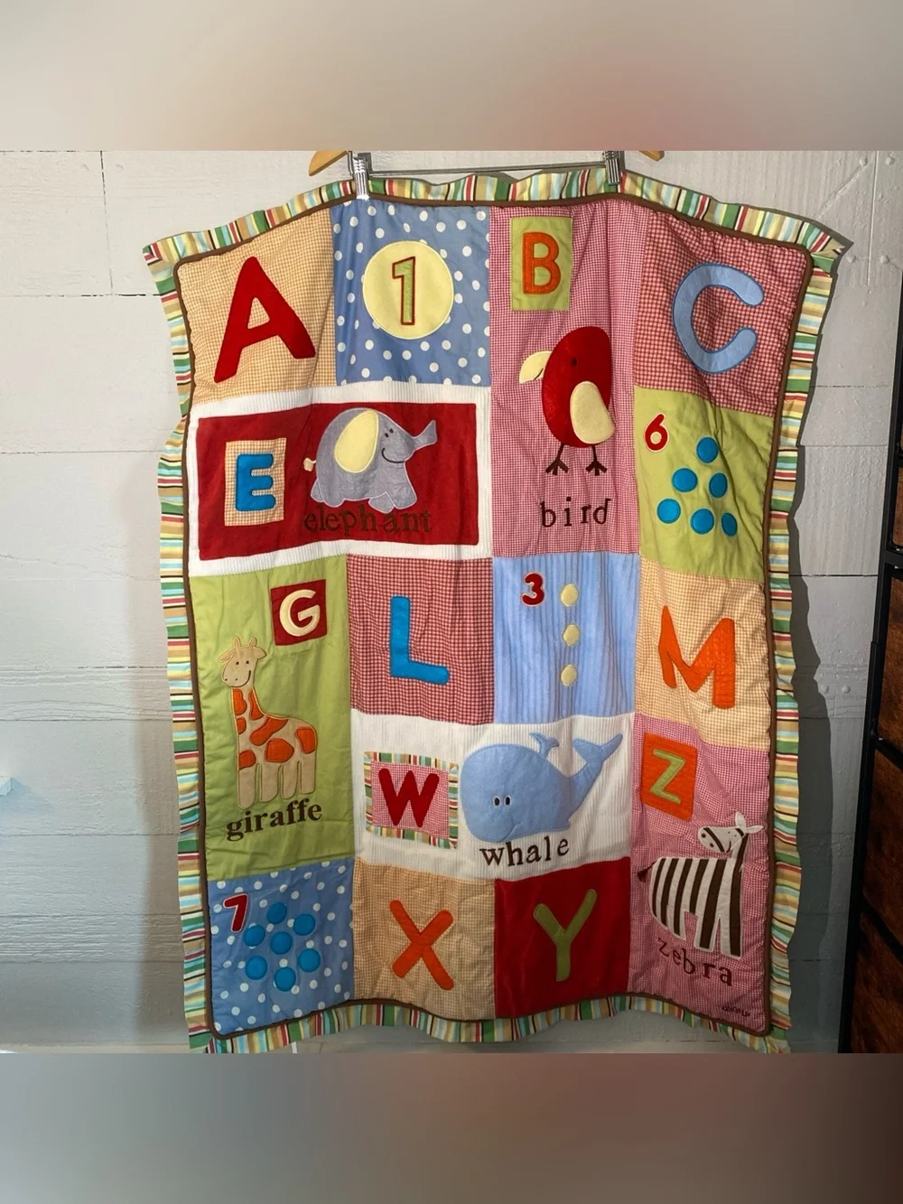 CoCaLo Baby Nursery Striped Numbers Letters Animals Crib Comforter Quilt